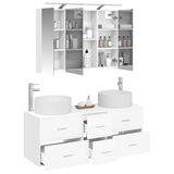 vidaXL Badkamermeubelset 4 st Wit Bewerkt hout en glas