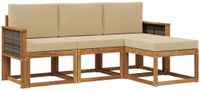vidaXL - Buiten - bank - set - 4 - st - Naturel - Massief - Acacia - Hout - en - Polyester