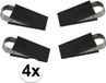 Ben Tools Deurstopper klem / wig - 12,5 cm - RVS / Rubber - zwart - 4 stuks