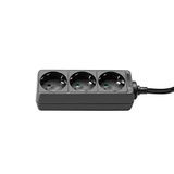 Adam Hall Cables PDU 3 3M - stekkerdoos, 3-voudig, zonder schakelaar, zwart, 3m