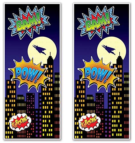Beistle 53423 Hero Door Cover, 2-Piece, Plastic, Multicolor