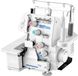 Latios Machine overlock - 3 et 4 fils - Vitesse 1250 points/min - Éclairage LED - Cadre métallique - Pour tissus divers - Blanc