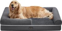 Feandrea Lit pour chien – Orthopédique – Avec bord surélevé – 106×80×25 cm – Gris