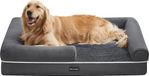 Feandrea Lit pour chien – Orthopédique – Avec bord surélevé – 106×80×25 cm – Gris