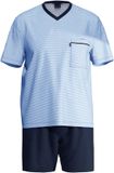 Ammann Pyjama kort ' Organic Melange ' nachtblauw / lichtblauw