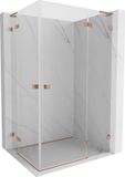 Mexen Lunar L Duo porte battante cabine de douche droite 95 x 70 cm, transparent, cuivre brossé