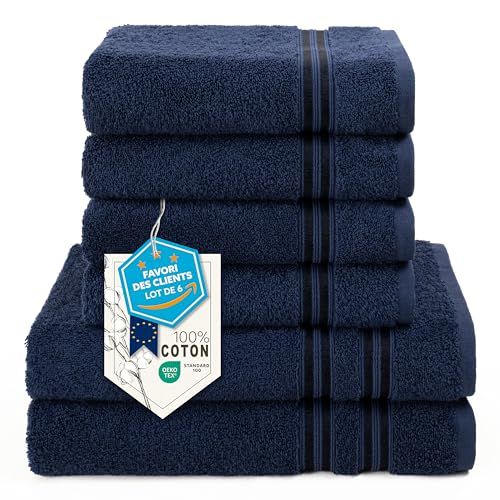 Hammetex Set van 6 handdoeken, 2 baden, 70 x 140 cm, 4 toiletten, 50 x 100 cm