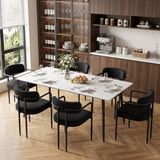 Puluomis - Eetkamerstoelen - Set van 6 - Teddy Fleece - Metalen poten - Zwart