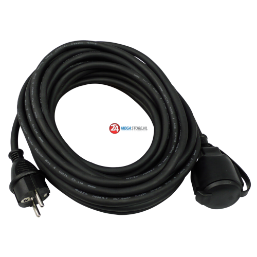 REV Rubber verlengsnoer 10,0 m zwart