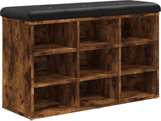 vidaXL Schoenenbank 82x32x50 cm bewerkt hout gerookt eikenkleurig
