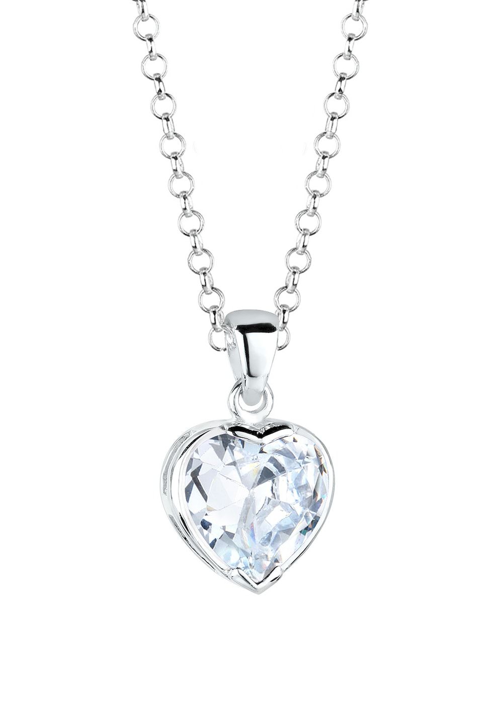 Elli Elli Necklace Women Heart Pendant Love Symbol Noble with Zirconia Crystal in 925 Sterling Silver Necklaces Women