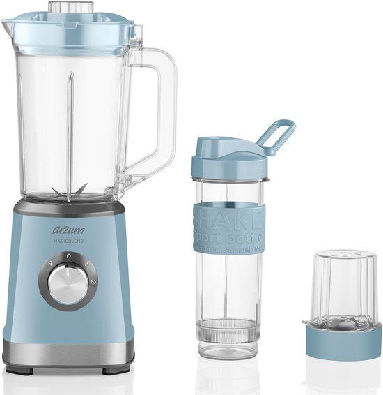 Arzum Magicblend Blender AR1159 | Blauw - 1000W - Glazen kan - 1,2L