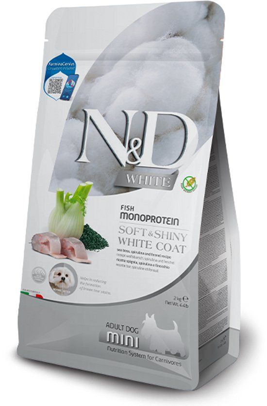 Farmina N&D Spirulina Adult Mini - Hondenfvoer - Zeebaars, Spirulina & Venkel - Voor Witte Honden - 2 kg