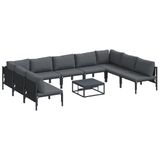 vidaXL Tuinbank - Set - 10 - st - Zwart - Staal