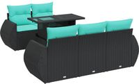 vidaXL 6-delige Loungeset met Kussens Poly Rattan Acacia Zwart