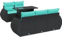 vidaXL 6-delige Loungeset met Kussens Poly Rattan Acacia Zwart