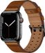 By Qubix - Leren band met twin gesp - Bruin met zwarte gesp - Geschikt voor Apple Watch 38mm / 40mm / 41mm / 42mm