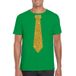 T-shirt de déguisement vert - avec cravate - en or pailleté - hommes - manches courtes - carnaval - vip - glamour M