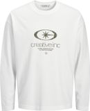 Jack & Jones T-shirt Jcobarbarron Print Ls Tee Styd 12318058 Bright White Homme Taille - XL