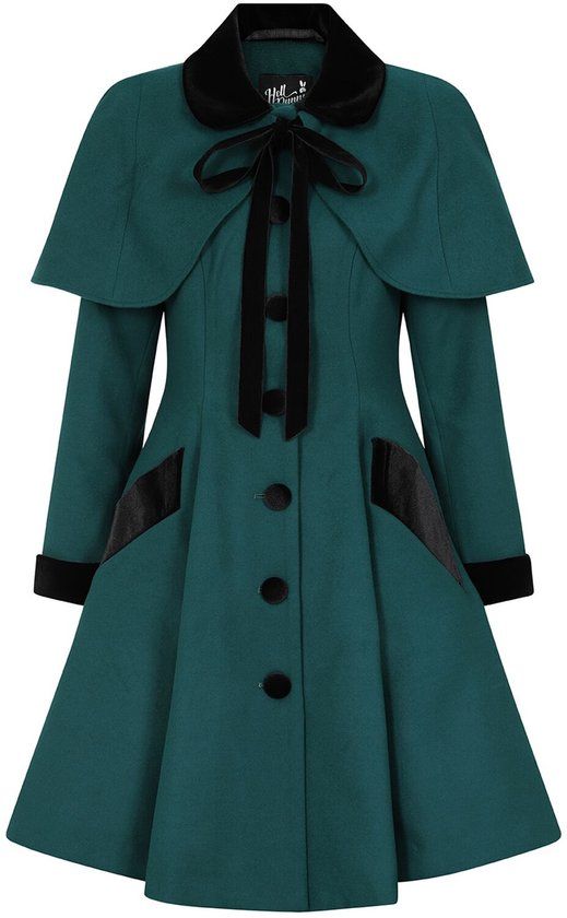 Hell Bunny Anouk jas Dames Lange jassen - groen/zwart - XL