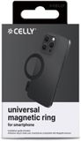 Celly MagCADAPTERBK Ultradunne Zelfklevende Magnetische Ring met Adapter, Compatibel met MagSafe-accessoires voor Smartphone en Draadloze Oplader, Snel Opladen, Kleur Zwart