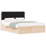 vidaXL Bedframe met Gevoerde Hoofdbord Zwart 140 x 190 cm