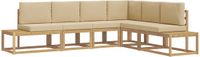 vidaXL Buiten bankenset 4 Stuk Wit en Beige Polyester