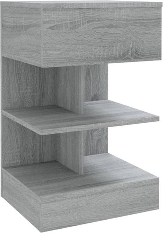 vidaXL Nachtkastje 40x35x65 cm bewerkt hout grijs sonoma eikenkleurig