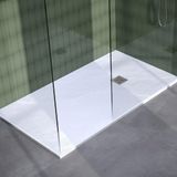 Brauer Asteroid Douchebak - 100 x 160 cm - Mineraalmarmer - Mat Wit - Antislip - Antibacterieel
