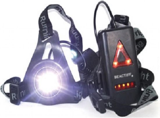 Beactiff Extra krachtige LED Lamp voor hardlopen Run Light borstlamp en ruglamp 250 lumen oplaadbaar veilig voor in het donker hardloopverlichting ook zonder straatverlichting zelf de weg goed zien