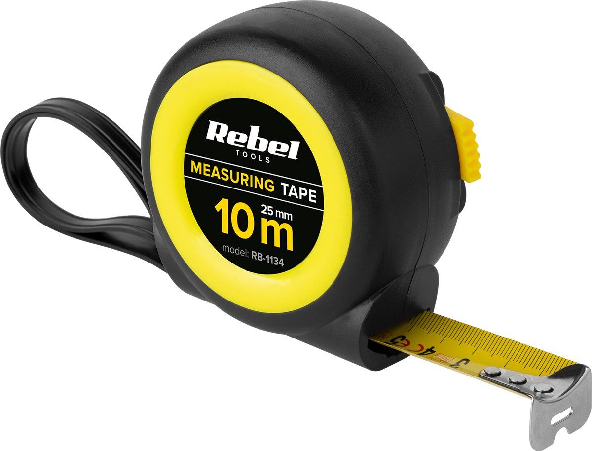 Rebel Professioneel robuust meetlint met oprolsysteem 10 m, breedte 25 mm RB-1134