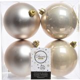 Decoris Kerstballen - 8x st - licht parel/champagne - 10 cm - kunststof