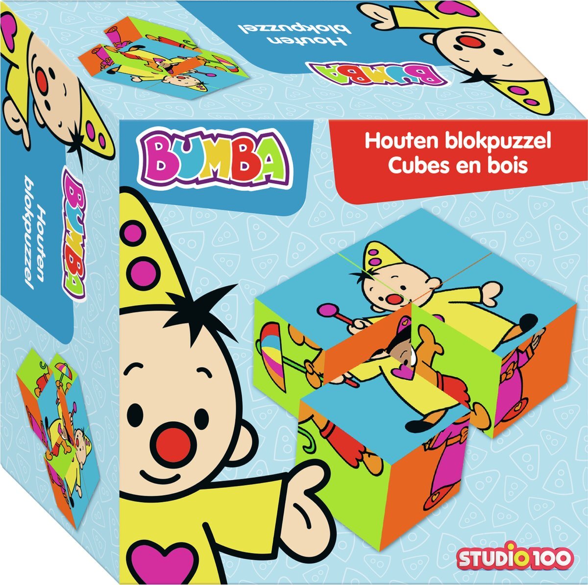 Bumba Blokpuzzel - Houten kleurrijke blokpuzzel met 4 blokken