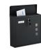 Merkloos Relaxdays Wandbrievenbus met slot - 33 x 35 x 12 cm - metaal - zwart