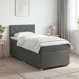 vidaXL Boxspringbed met matras, donkergrijs, 90 x 190 cm, stof