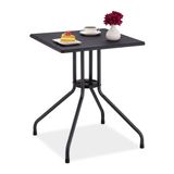 Merkloos Relaxdays Balkontafel - 75 x 61 x 61 cm - Vierkant - Kunststof/Metaal - Zwart