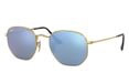 Ray-Ban HEXAGONAL FLAT LENSES zonnebril zeshoekig metaal goud blauw unisex volwassene niet-gepolariseerd