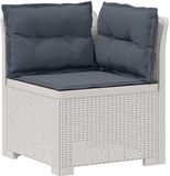 vidaXL Tuinbank, 1-zits, met kussens, rotanlook, PP, wit
