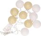 Merkloos Feestverlichting lichtsnoer met katoenen balletjes - wit/goud - 300 cm - ballen van 6 cm