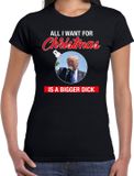 Bellatio Decorations Trump All I want for Christmas fout Kerst shirt - zwart - dames - Kerst t-shirt / Kerst outfit XS