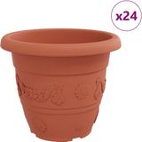 vidaXL Pot de fleurs rond 24 pcs Rouge brique Ø 39 x 32 cm Plastique