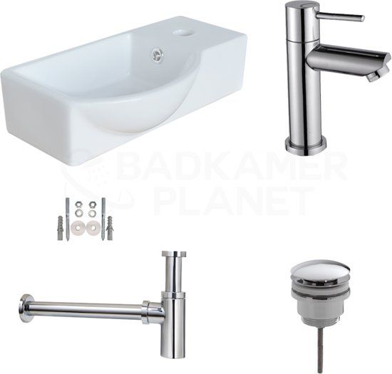 Badkamerplanet Bari Fonteinset - 40x22x12 cm - Keramiek - Wit