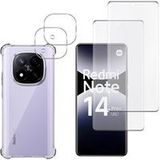 Phonillico® Schokbestendig hoesje voor Xiaomi Redmi Note 14 PRO PLUS 5G en 2 schermen van gehard glas en 2 Phonillico® camerabeschermers