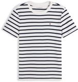 Tommy Hilfiger Dames T-shirt met korte mouwen Slim Cody Ronde Hals, wit (Breton/Ecu/Dark Night Navy), XL