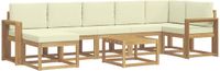 vidaXL Hoek loungeset 7 zitplaatsen Wit en crème Polyester
