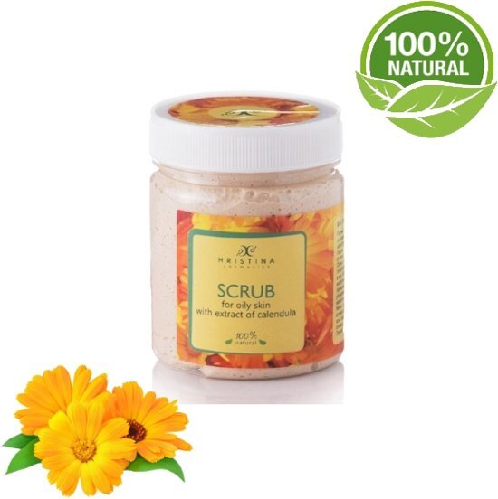 Hristina Calendula Goudsbloem Scrub Voor De Droge Huid - Gezicht En Lichaam 100% Natuurlijk *Gecertificeerd* - 200ml