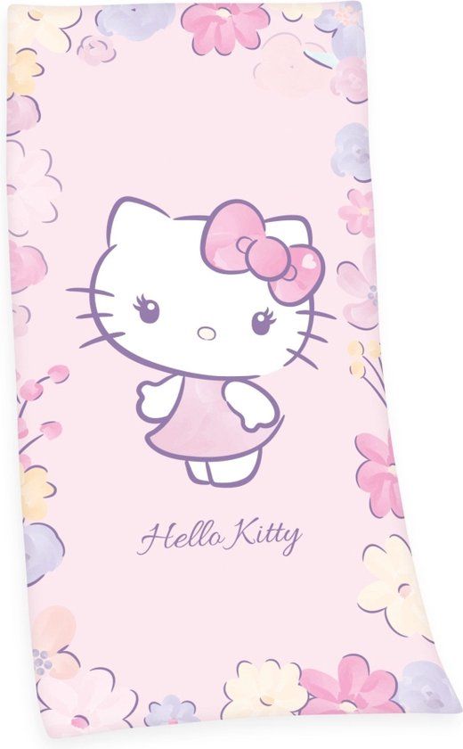 Hello Kitty Badhanddoek Velours Roze 75 x 150 cm - Katoen
