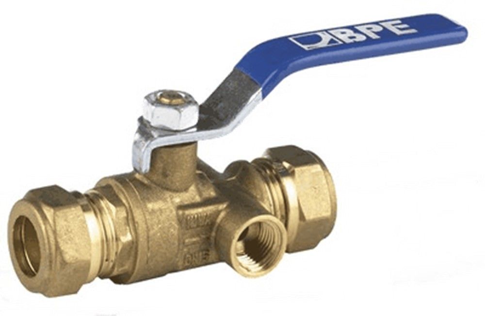 BPE stopkogelkraan met aftapgelegenheid 2x knel 22x22