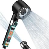 Merkloos / Sans marque Douchekop met filter hogedruk handdouche - 3 + 1 straalsoorten - 15 m slang - 15 lagen tegen hard water - zwart