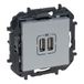 LEGRAND Niloé Step 398263B dubbele USB-lader type A, samenstelbaar voor inbouwinstallatie, aluminium